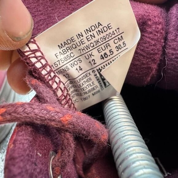 Size M12/W14 Converse All Stars Unisex Burgundy Low Top Lace Up Leather Sneakers - Picture 9 of 10